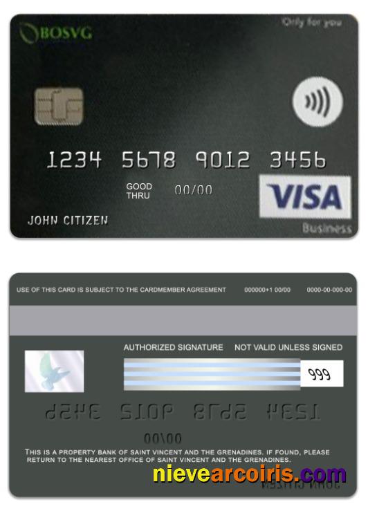 Saint Vincent and The Grenadines BOSVG visa business card